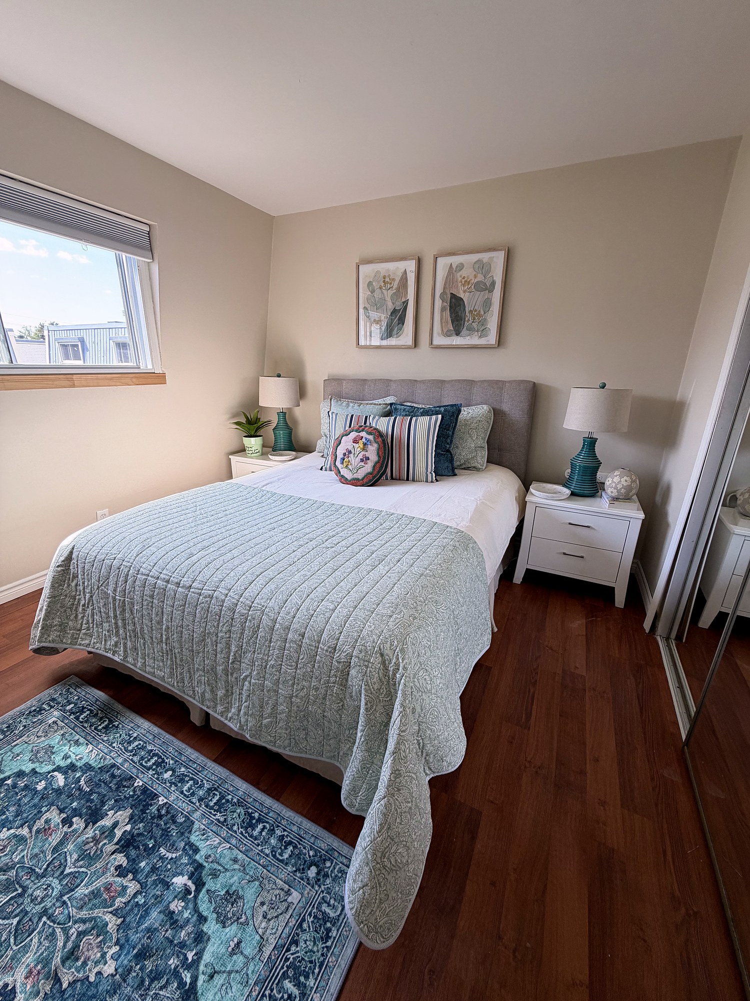 Twin beds & window